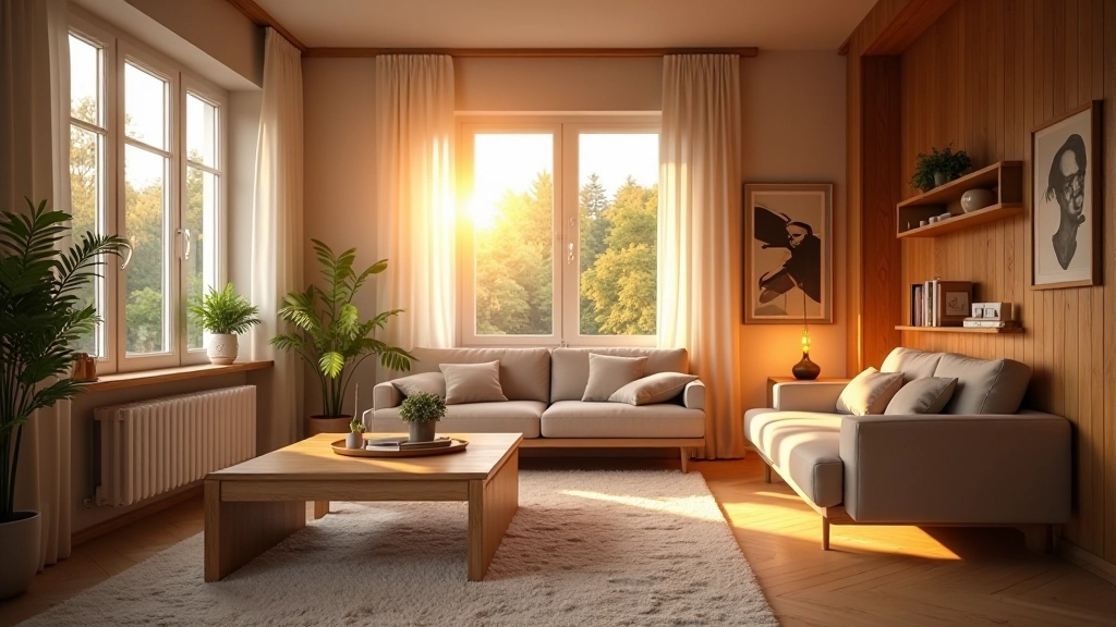 Comfortable modern home interior with warm lighting and contemporary design