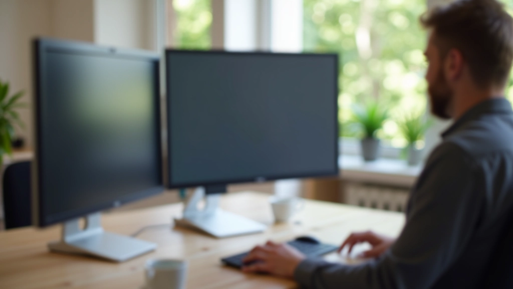 Correct monitor positioning at arm's length distance and eye level with person sitting at desk with proper posture