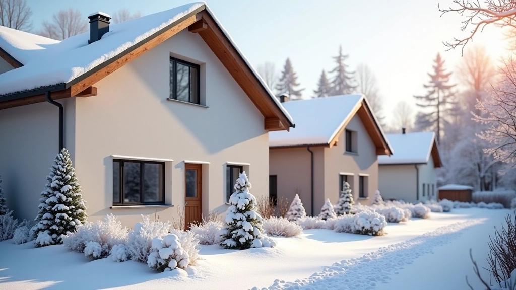 Home exterior with proper ice dam prevention and thermal imaging showing heat loss from windows