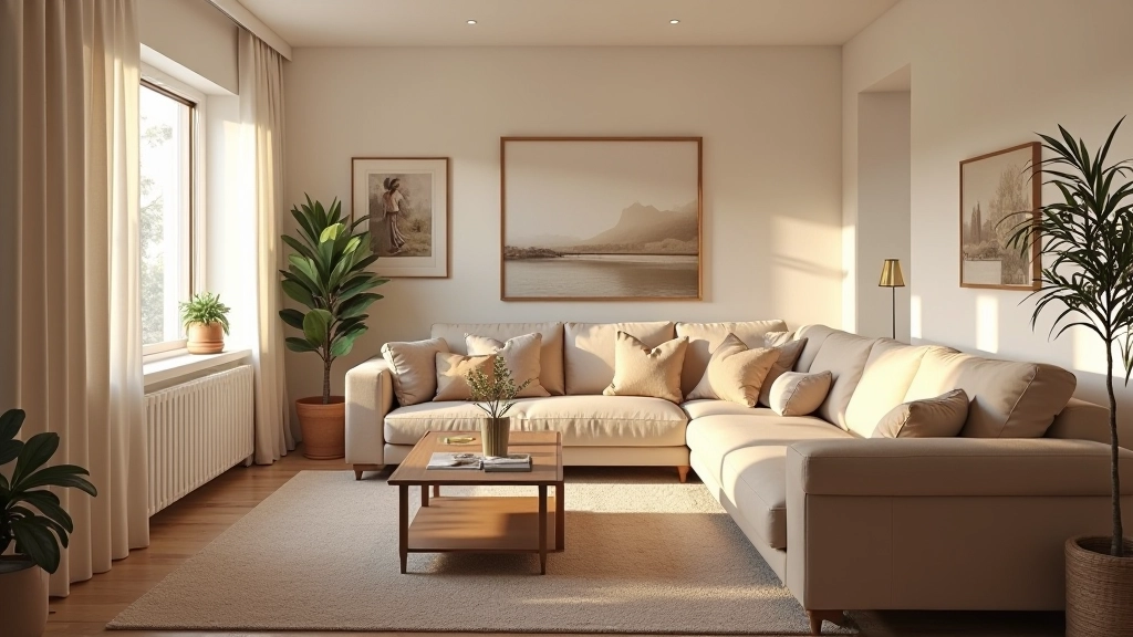 Redesigned living room with warm color palette and ergonomic furniture